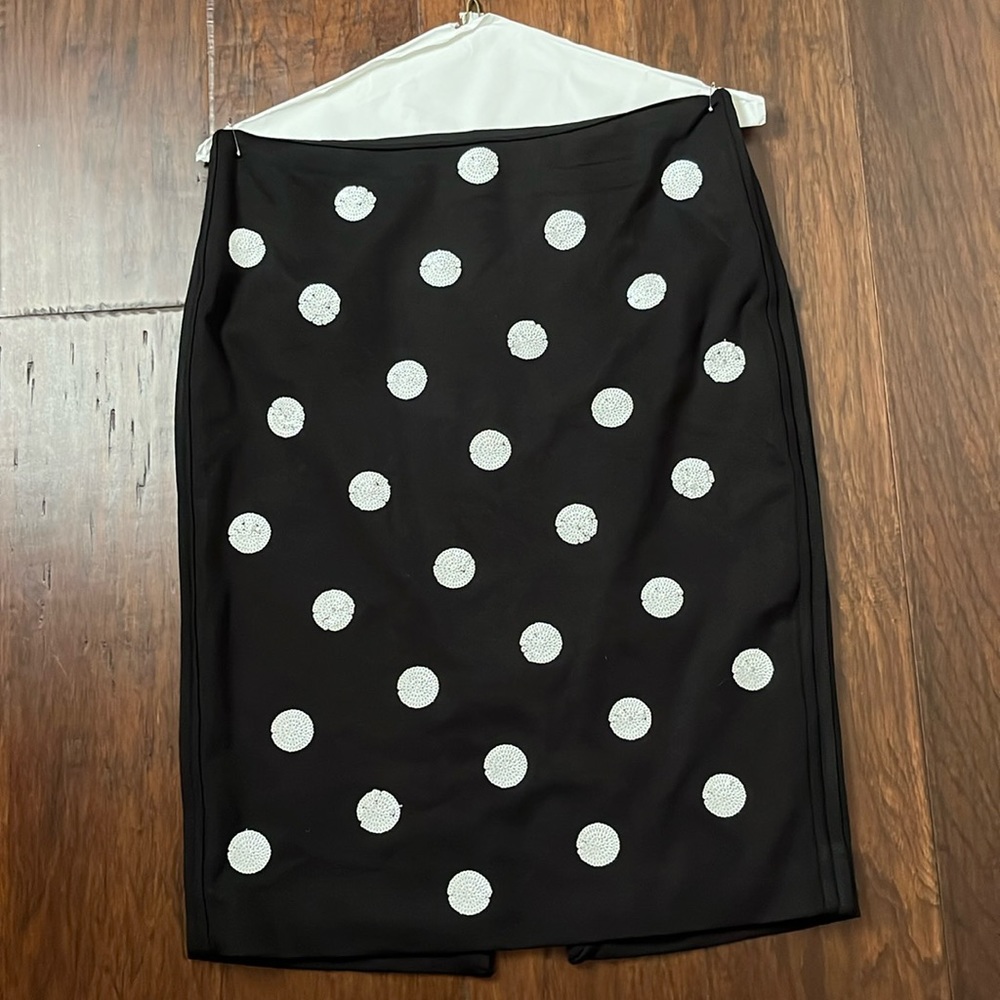 White House Black Market skirt. Black with white sequin polka dots.